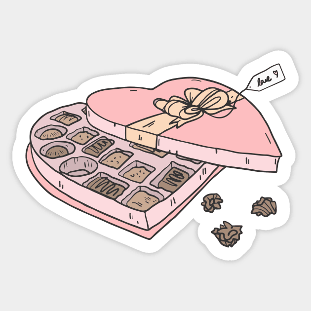 Valentines Heart-Shaped Box of Chocolates Sticker by SLAG_Creative